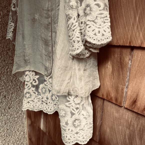 PAPA VANCOUVER SizeM Layered Organza Mesh Fully Embroidered Blouse Tunic Y2K 90s - Picture 6 of 14